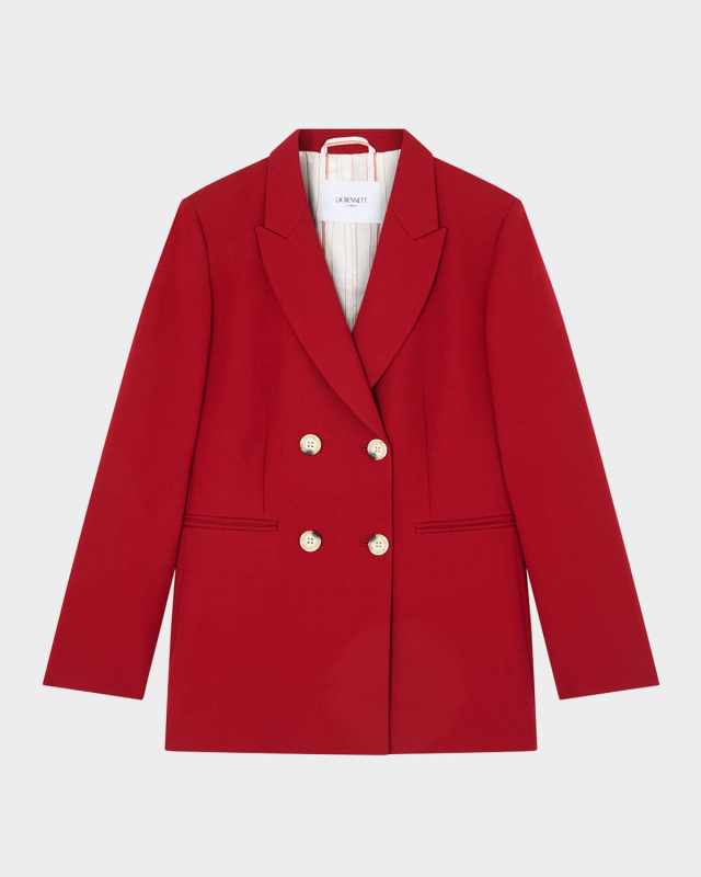 Mya Double-Breasted Twill Blazer